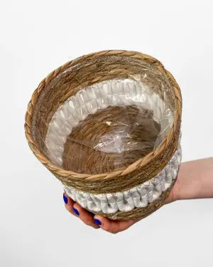 Košík s bílými vlnkami (L) - 15 cm 2