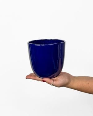 Zaoblený modrý květináč (M) - 12,5 cm