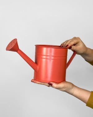 Dekorativní kovová konev - růžová