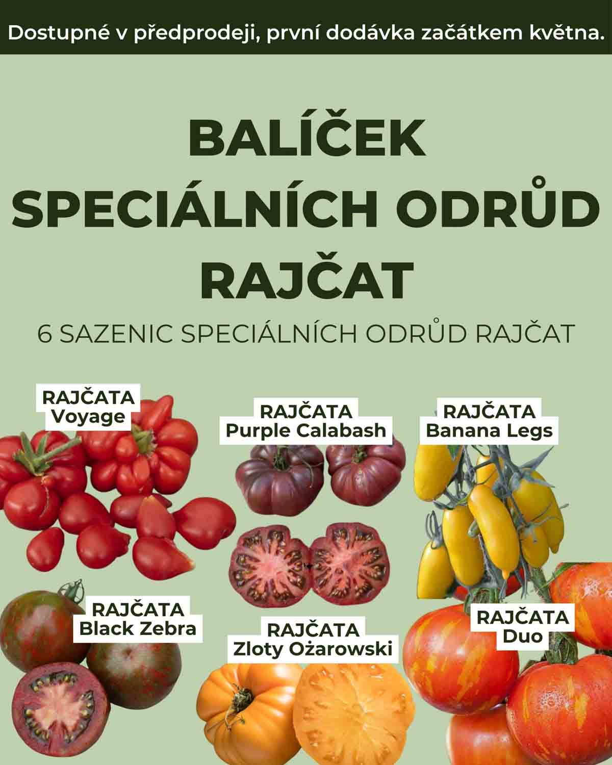 Balíček speciálních odrůd rajčat - (6 sazenic speciálních odrůd)