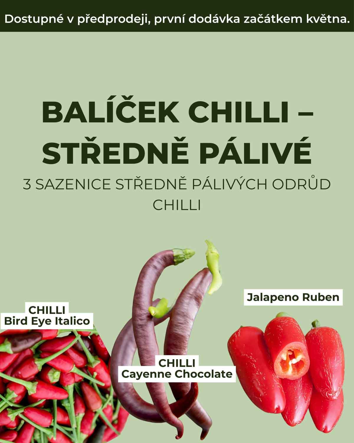 Balíček Chilli - středně pálivé (3 sazenice středně pálivých odrůd)